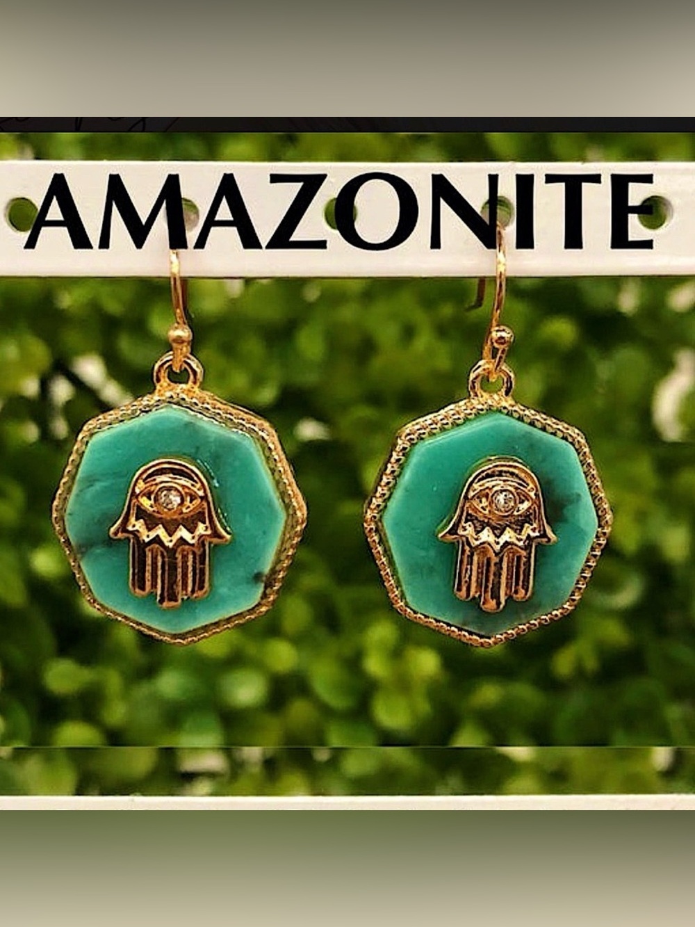 🆕🌿💚INFLUENCE: AMAZONITE Octagon Semi Precious Stone Earrings